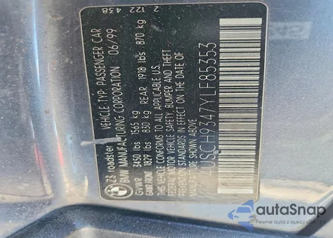 2000 BMW Z3 2.3 z USA, uszkodzony, nr VIN 4USCH9347YLF85353